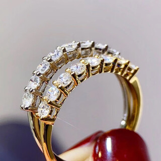 Chuansen 18k gold platinum gold diamond ring eight diamonds row of diamonds 60 points diamond ring with guard ring proposal engagement gold wedding ring si/xiaoxia no. 14h/white 7.5 points