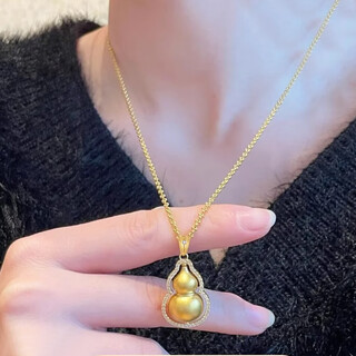 Shien gold gourd necklace for women pure gold new 5d pendant pendant pure gold pendant jewelry valentine's day gift for girlfriend type a pure gold pendant approximately 1.6g + pure gold chain approximately 1.