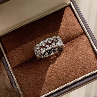 Yan ru decorated french lace super sparkling diamond ring, elegant and light luxury index finger ring, exquisite and versatile, stackable ring gift r0650 lace ring, one pair