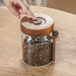 Genasi coffee bean powder special glass sealed jar high-value automatic exhaust storage jar food-grade tea jar with spoon bottle