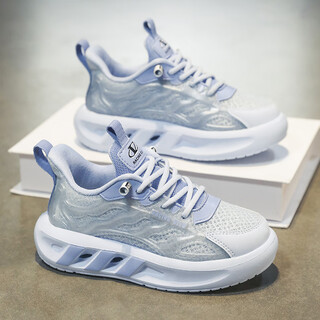 HEACOOA boys shoes 2025 summer new style medium and large boys soft sole daddy trendy shoes children's mesh breathable sports shoes 9756 blue moon [summer single network] 30