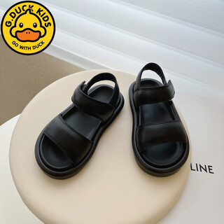 G.duckkids little yellow duck girls sandals summer new children's korean style roman shoes non-slip boy baby soft bottom open toe beach black 29 inner length 18.2cm