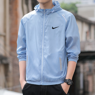 Brand ice silk sun protection clothing men's summer breathable thin handsome anti-uv fishing sun protection clothing men's jacket blue l