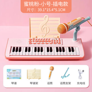 乐乐鱼（leleyu）37键电子琴儿童玩具乐器初学者早教带话筒小钢琴男女孩生日礼物