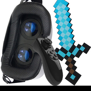 Minecraft block toys animation peripheral 3d mobile game vr glasses with handle children vr + sword