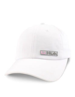 Huk women's standard trucker hat, anti-glare snap back fishing hat, white white one size