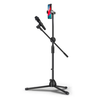 Budi microphone cantilever floor stand metal stand tripod folding portable mobile phone floor-mobile live broadcast microphone stand