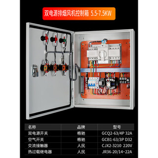 Fire smoke exhaust fan control box 2.2kw dual power supply linkage distribution box 7.5kw fire shutter door control cabinet dual power supply fan box 5.5kw-7.5kw