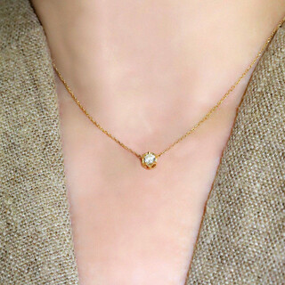 Lie rui's new product star 18k yellow and white gold single stone pendant clavicle necklace women's holiday gift au750 (ready in stock) gold medium natural diamond, 40cm+2