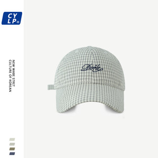 Oloey spring and summer new trendy brand letter embroidery soft top baseball cap for women korean style versatile plaid peaked cap that makes the face smaller white h8-dorle plaid baseball cap adjustable