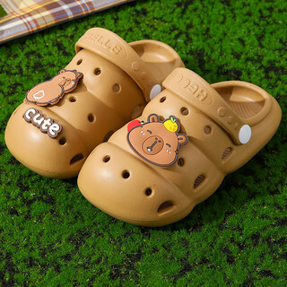 LA CHAPELLE HOMME男女儿童宝宝室内外防滑软底洞洞鞋包头沙滩拖鞋 09 咖啡  26 