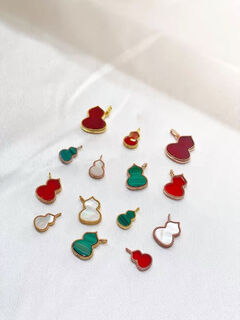 Feiyu 18k gold gourd pendant rose gold gold pendant au750 red agate clavicle chain set chain for women gift 18k rose gold (single pendant) small red agate