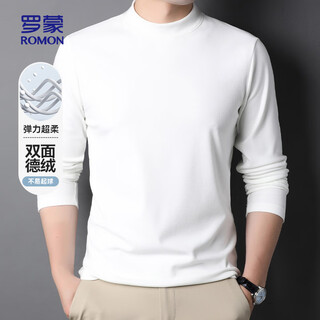 Romon half turtleneck german velvet autumn and winter warm long-sleeved men's fashionable casual versatile t-shirt 840 white 180