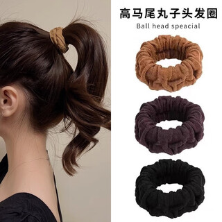 Yingtang high ponytail meatball hair circle thickened headband new autumn and winter high elasticity durable seamless hair rope student hairstyle thickened headband 5 pieces random color