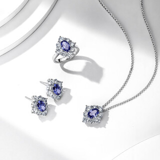 Olevohkhl star language sterling silver tanzanite sapphire necklace women's light luxury niche clavicle chain high-end birthday gift star language set (necklace + earrings + ring) + brand gift box