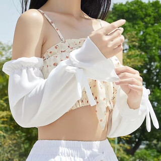 Queen trip summer sunscreen breathable ice sleeves bow sleeves for students cute and sweet cycling sun shade and windproof arm sleeves white