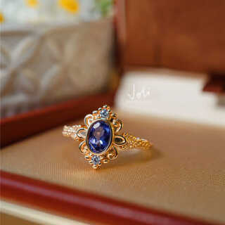 Lieruiyang peony zambian natural emerald tanzania tanzanite ring retro small fresh ring versatile tanzanite model hong kong code 9