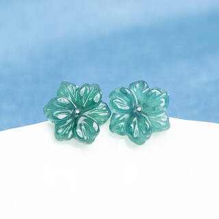 Timeswind natural a goods emerald orchid earrings s925 inlaid with blue water jade women's antique earrings earrings with certificate emerald orchid earrings 13mm