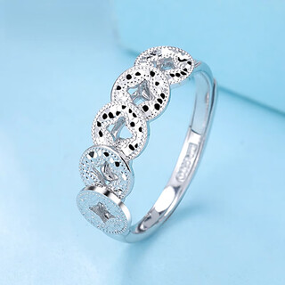 Fiber bundle (qianshu) pt950 platinum women's ring platinum ring 950 platinum ring crushed ice five coin ring gift live weight 3.77 grams crushed ice five coin ring