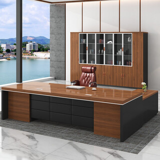 Shengli boss desk office desk simple modern executive desk manager desk office desk and chair combination 2.0*0.8 meters with side cabinet movable cabinet teak color