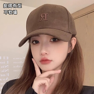 Hat men's brushed baseball cap women's high-end trendy deep-top peaked hat pure cotton wide brim small sunhat showing face brown brown