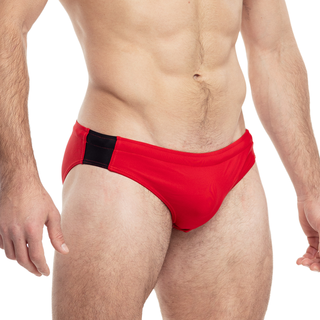 TADDLEE泳衣男速干防尴尬三角双层海边泡温泉游泳裤专业防水低腰男士泳裤 红色 M