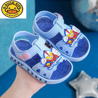 G.duckkids new cartoon cute thick-soled summer soft-soled non-slip baby toddler shoes for boys and children bunny sandals for babies and girls, ottoman/blue, choose size according to foot length, size 18, suitable for foot length 11.5b