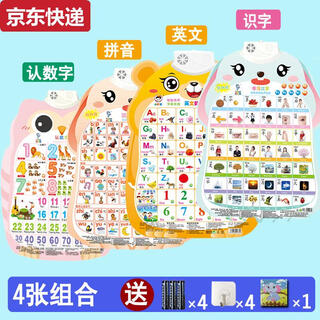 两雪有声挂图拼音儿童启蒙早教认知发声墙贴宝宝语音识字卡0-6岁玩具 认数字+拼音+英文+识字