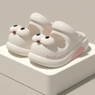 女童拖鞋玛丽珍夏季外穿女孩新款防滑凉鞋中大童公主儿童洞洞鞋 米白 20 32-33 内长20脚长19/19.5厘米