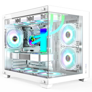 Great wall sea view room series vision s1 double-sided glass s3 column-less desktop computer case great wall vision s1 white (matx/360 water cooling position) empty case does not include fan