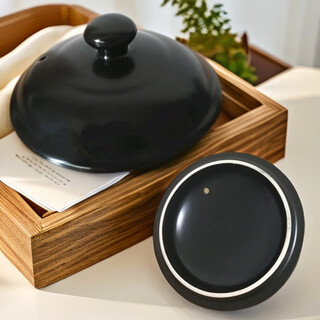 Suitable for ceramic casserole lid accessories black soup pot casserole lid universal color stew pot white chinese medicine pot lid black with card slot 14.5cm black