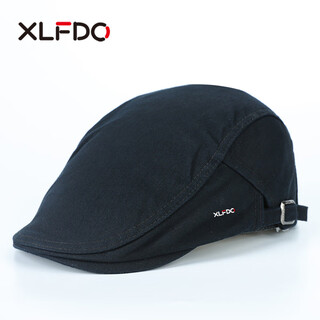 Xlfdo light luxury brand beret men's peaked cap versatile british retro hat men's autumn breathable painter hat forward hat black one size adjustable regular size (56-60cm)
