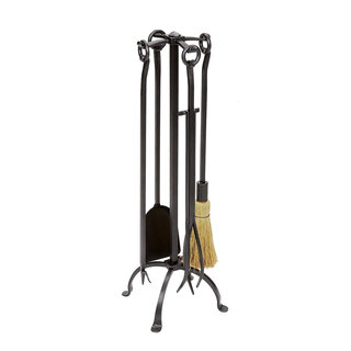 Minuteman international english countryside 5-piece wrought iron fireplace tool set graphite wr-26