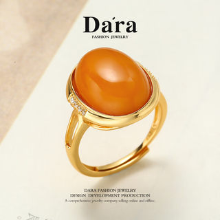 Dara beeswax ring open single ring s925 silver gold-plated old wax women's ring for mother in the year of birth, chinese valentine's day gift for girlfriend