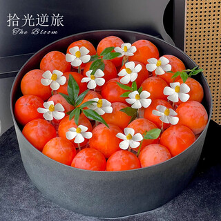 Shiguang reverse travel delivers flowers and fruit gift boxes in the same city. french fruit gift boxes and fruit baskets as birthday gifts for elders, wives and girlfriends. good persimmons and persimmons with eternal violets and nine-star leaves. fruit and flower gift boxes