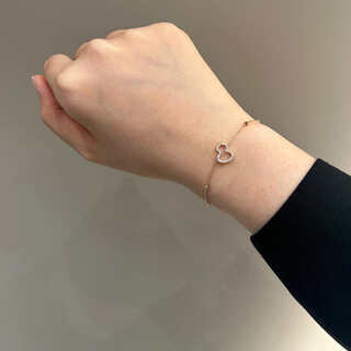 Oein18k rose gold kirin double gourd bracelet ruyi lock hollow three carnelian agate white mother-of-pearl jade bracelet for women full diamond hollow