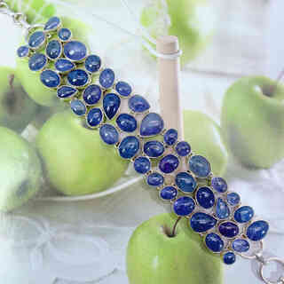 Guran tangshe natural tanzanite kyanite heavy industry necklace sterling silver bracelet niche design clavicle chain multi-treasure jewelry tanzanite bracelet 1