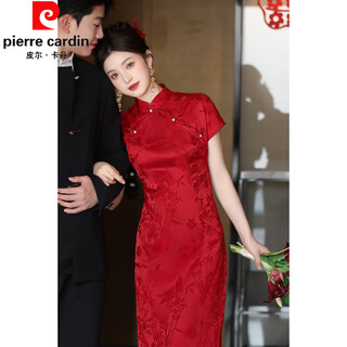 Pierre cardin red cheongsam toast wear bride 2025 summer new college entrance examination feeling atmosphere new chinese style engagement dress burgundy m