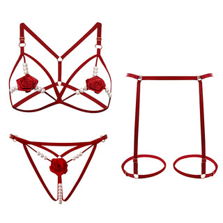 Victoria's secret victoria's secret super spicy rose pure desire sexy bra pearl t-string wine red