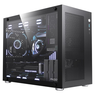 Peninsula iron box (pado) n4 black matx chassis 240 water cooling positions/desktop portable desktop computer host shell/mini side transparent glass/supports graphics card length 360mm