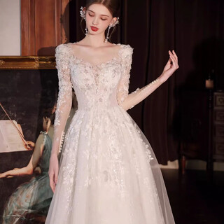 Light wedding dress skirt 2025 new bride going out veil engagement small high-end small tail palace style white s