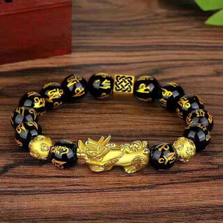 Fat donglai's same style bengal red gold bracelet, vietnamese sand pixiu bracelet, men's and women's obsidian bracelet, unparalleled, men's style
