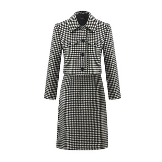 Goelia houndstooth wool small fragrant jacket and skirt three-piece set 1aclab10b 12c black and white check xl (170)