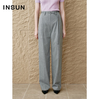 Enshang enshang 2025 summer linen tencel minimalist wide leg suit pants gray l