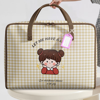 Youna kindergarten quilt storage bag moisture-proof oxford cloth children's clothes cotton bedding luggage moving handy packing bag thickened wear-resistant oxford cloth mig girl extra large 65*47*24cm free label card