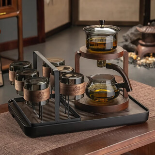 Half-fall glass automatic tea set set for home light luxury high-end magnetic teapot tea cup office lazy person tea making artifact