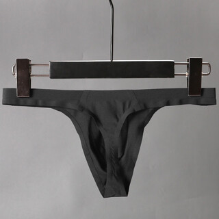 Men's ice silk one piece underwear t-pants ultra-thin thin strips translucent seamless trendy t-pants sports sexy t-pants black m