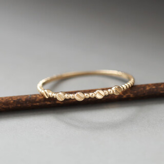 Oemg exquisite korean pure 14k gold ring women's mini slim round bean k gold joint ring tail ring gift in stock women's size 16