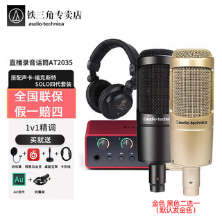 Audio-technica at2035 professional condenser microphone, computer live broadcast of karaoke, dubbing, audiobook, voice hall professional recording microphone at2035+focus solo4+ free 1v1 tuning