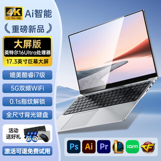 奈我国行【2025款16代英特尔+AMD锐龙】大屏笔记本电脑轻薄便携笔记本独显游戏本学生Ai办公设计网课 英特尔Max17.3英寸巨幕大屏Ai+指纹背光-银 32G运行+2TB高速固态硬盘【店长推荐】